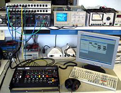 Sonosax SX-S connected to the Audio Precision for automated testing